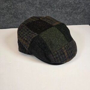 Stetson Wool Blend Patchwork Plaid Tweed Newsboy Driving Cabbie Hat Lined Medium